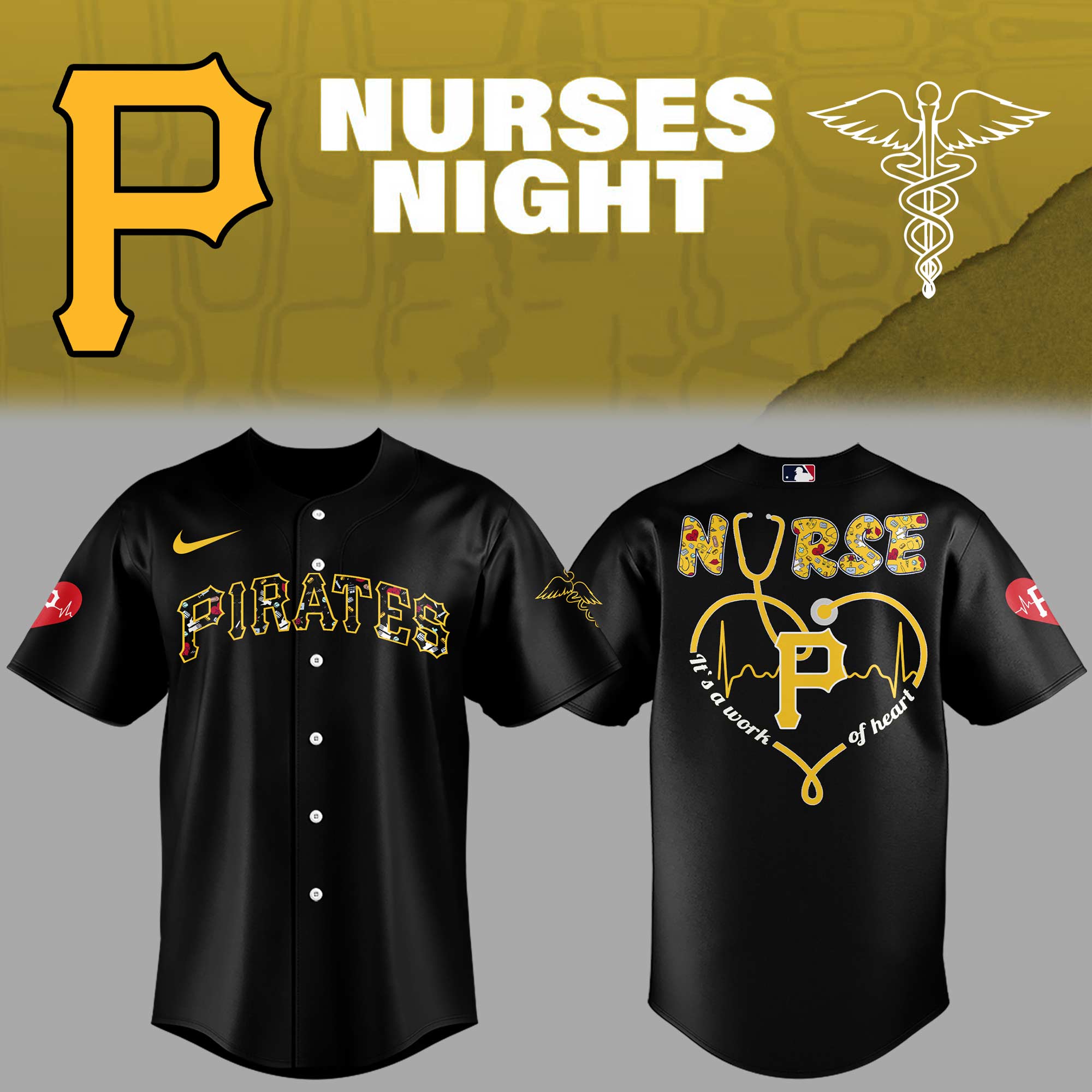 Pittsburgh Pirates Baseball Nurses Night Jersey Baseball Father's Day Gifts