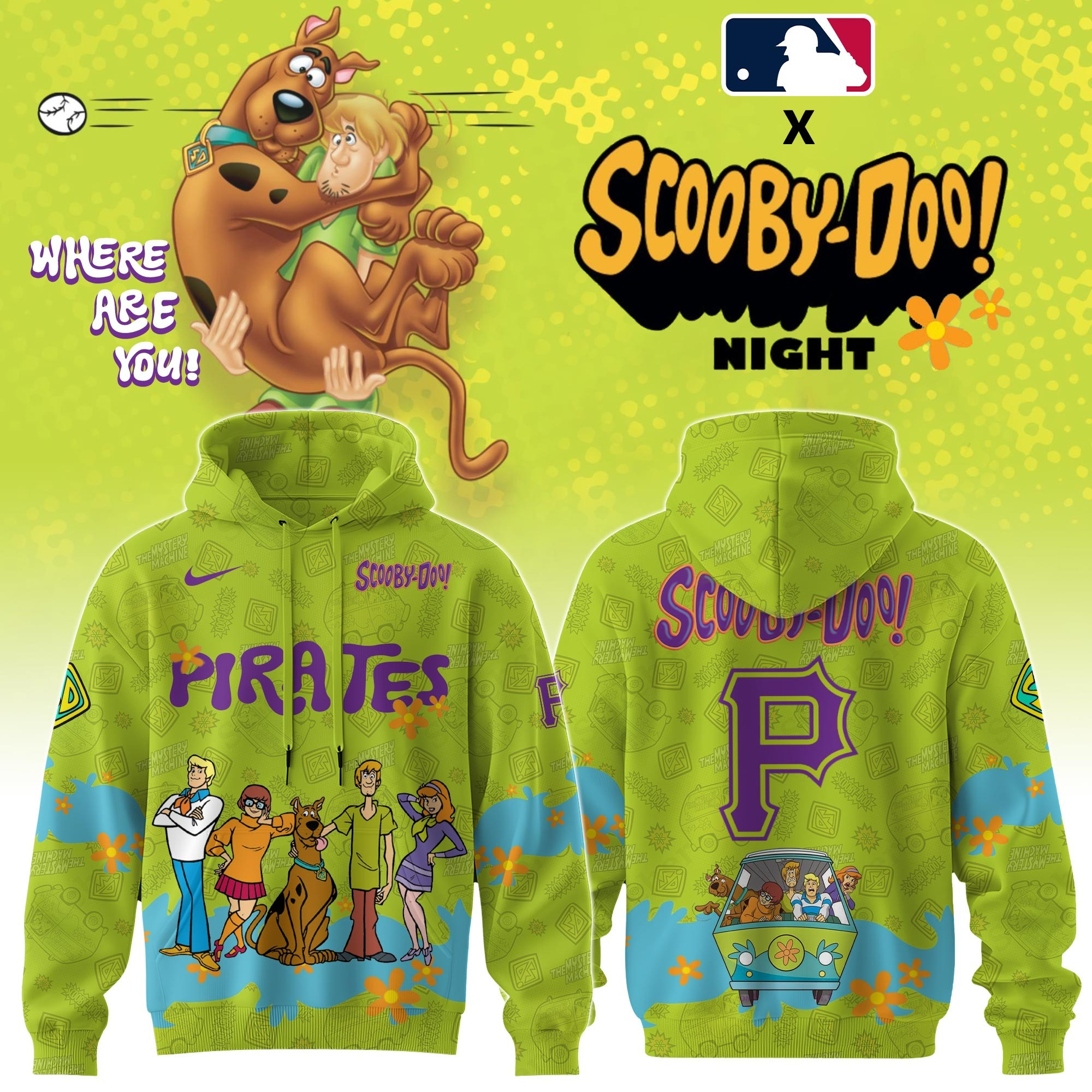 Pittsburgh Pirates MLB X Scooby Doo Hoodie Merch Gifts For Baseball Lovers Fans