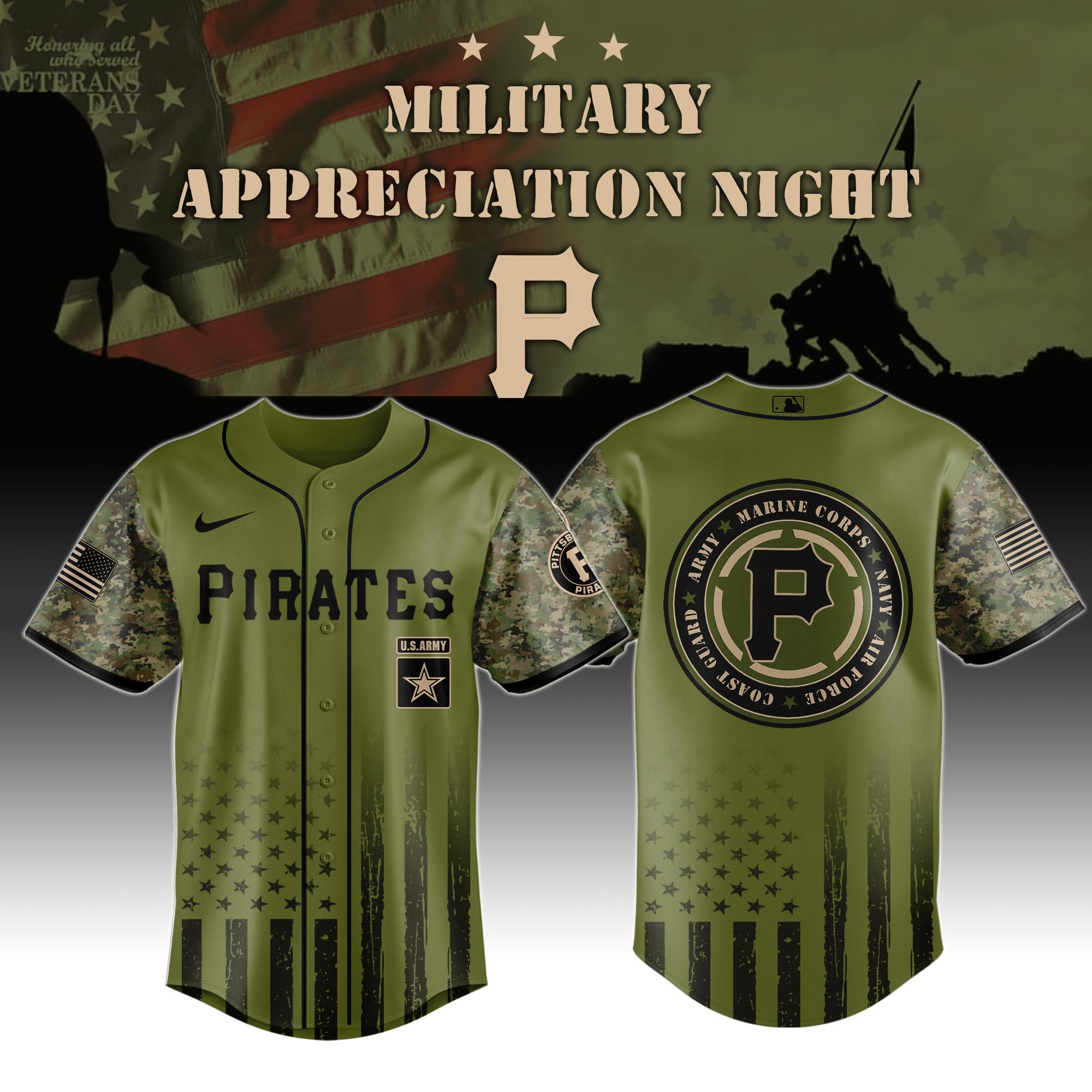 Pittsburgh Pirates MLB x United States Coast Guard Military Appreciation Night Jersey Gifts