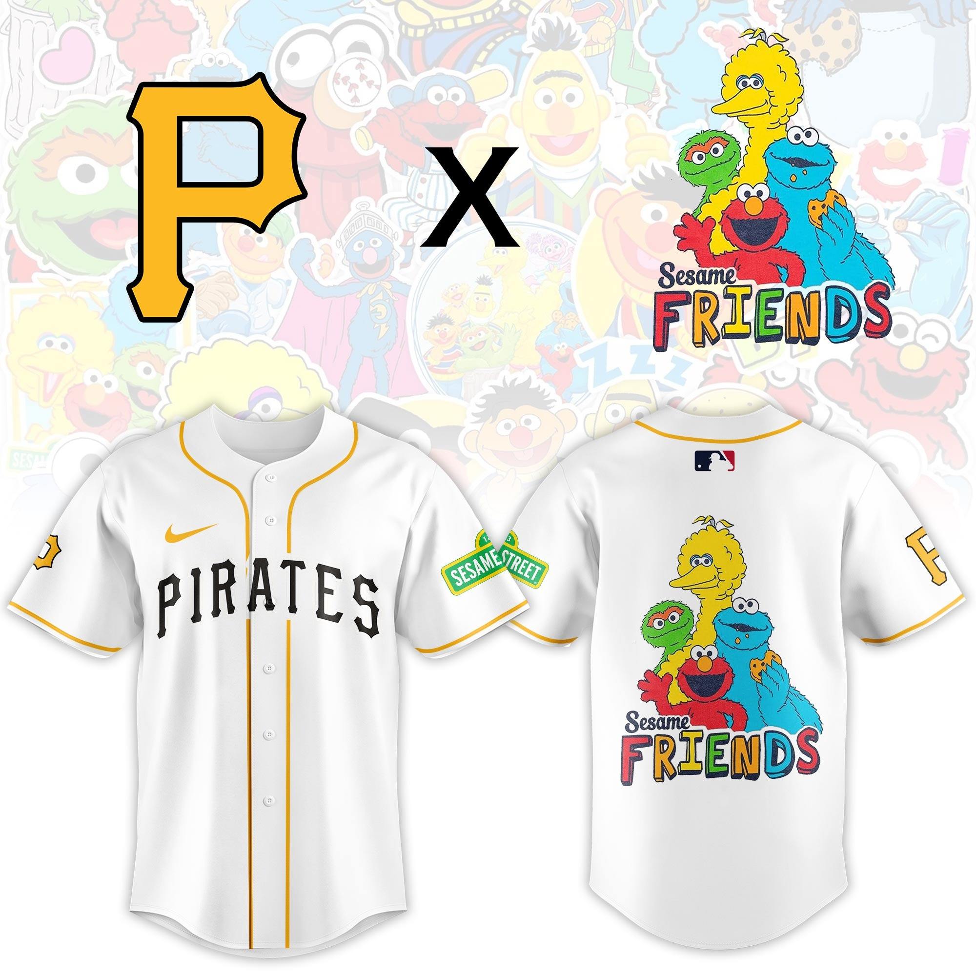 Pittsburgh Pirates x 2025 Sesame Street Night Jersey Birthday Gifts For Fan Lovers