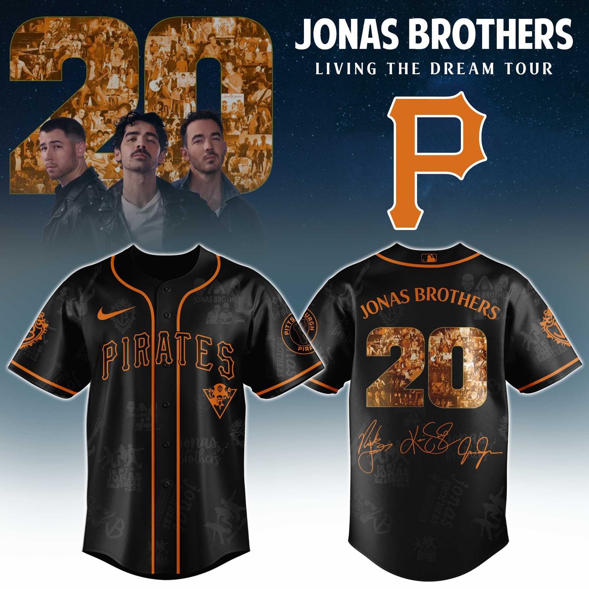 Pittsburgh Pirates X Jonas Brothers 20 Tour 2025 Jersey MLB Merch Baseball Gifts For Fans