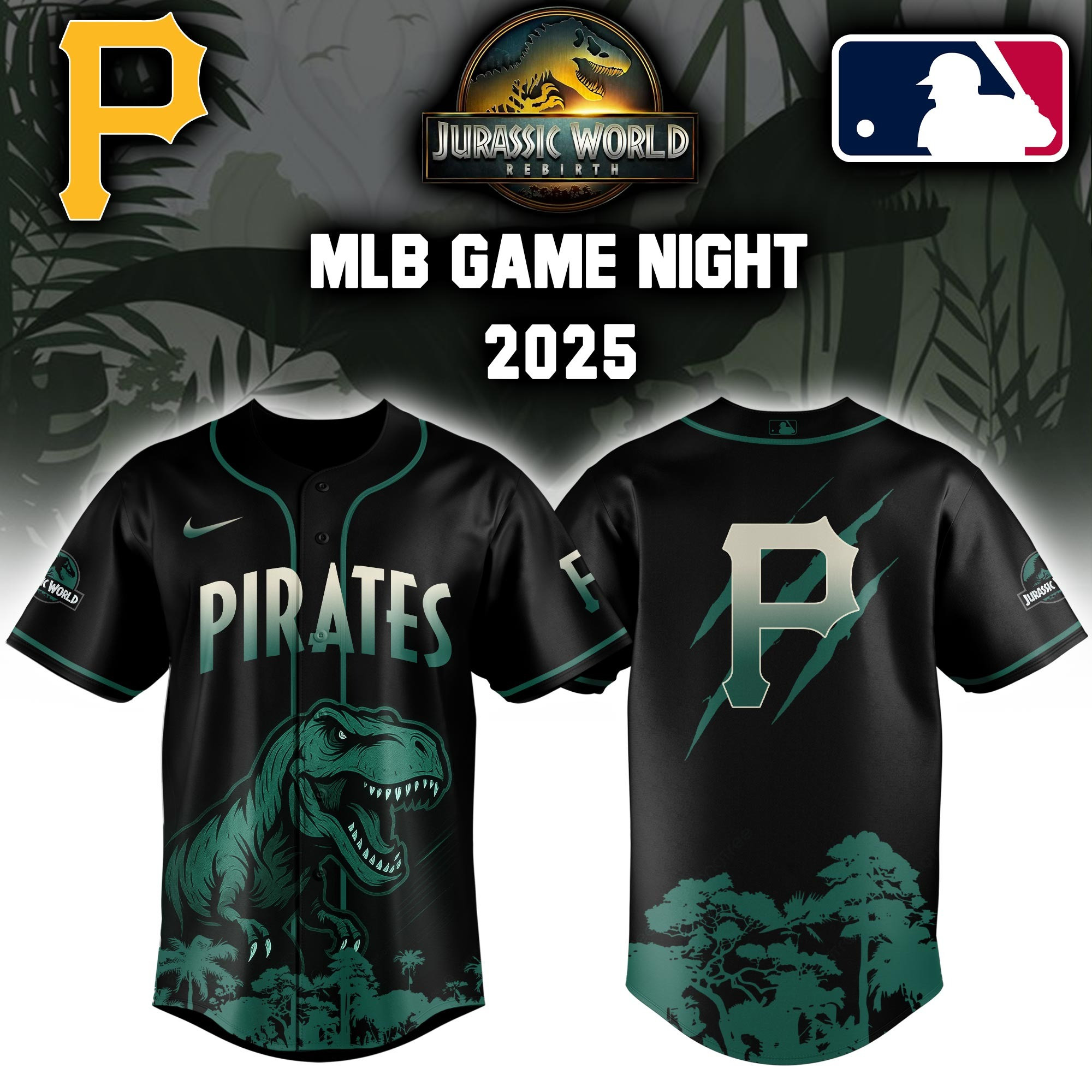 Pittsburgh Pirates x Jurassic World Baseball Jersey Best Gifts For Baseball Fans