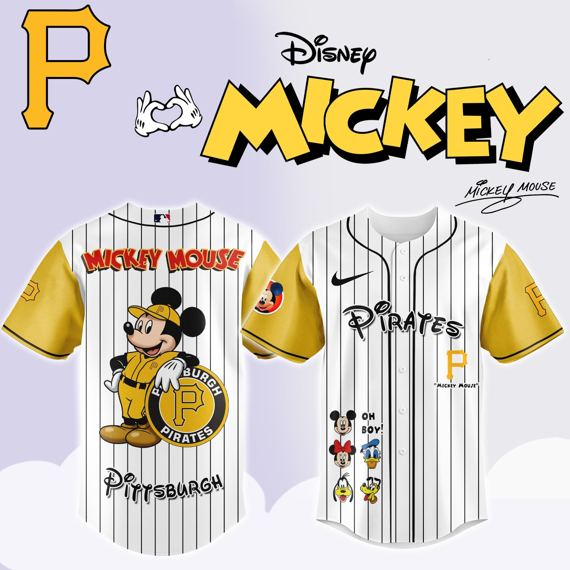 Pittsburgh Pirates x Mickey Mouse Game Night Jersey Presents For Baseball Fans