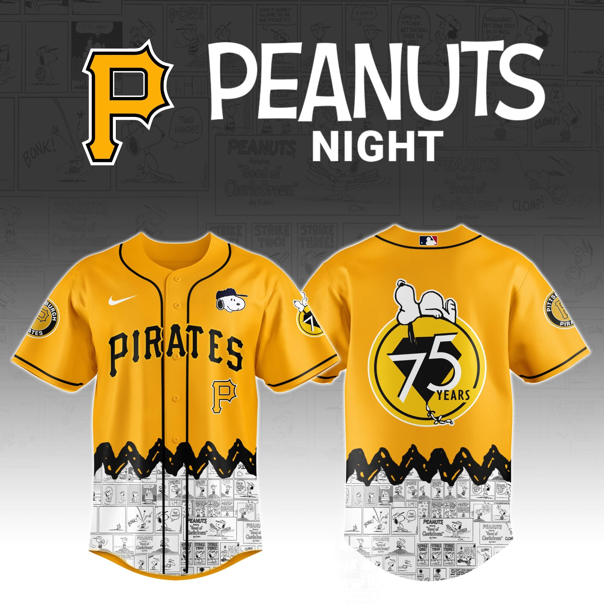 Pittsburgh Pirates x Peanuts Night Jersey 2025 Cool Gifts For Baseball Lovers
