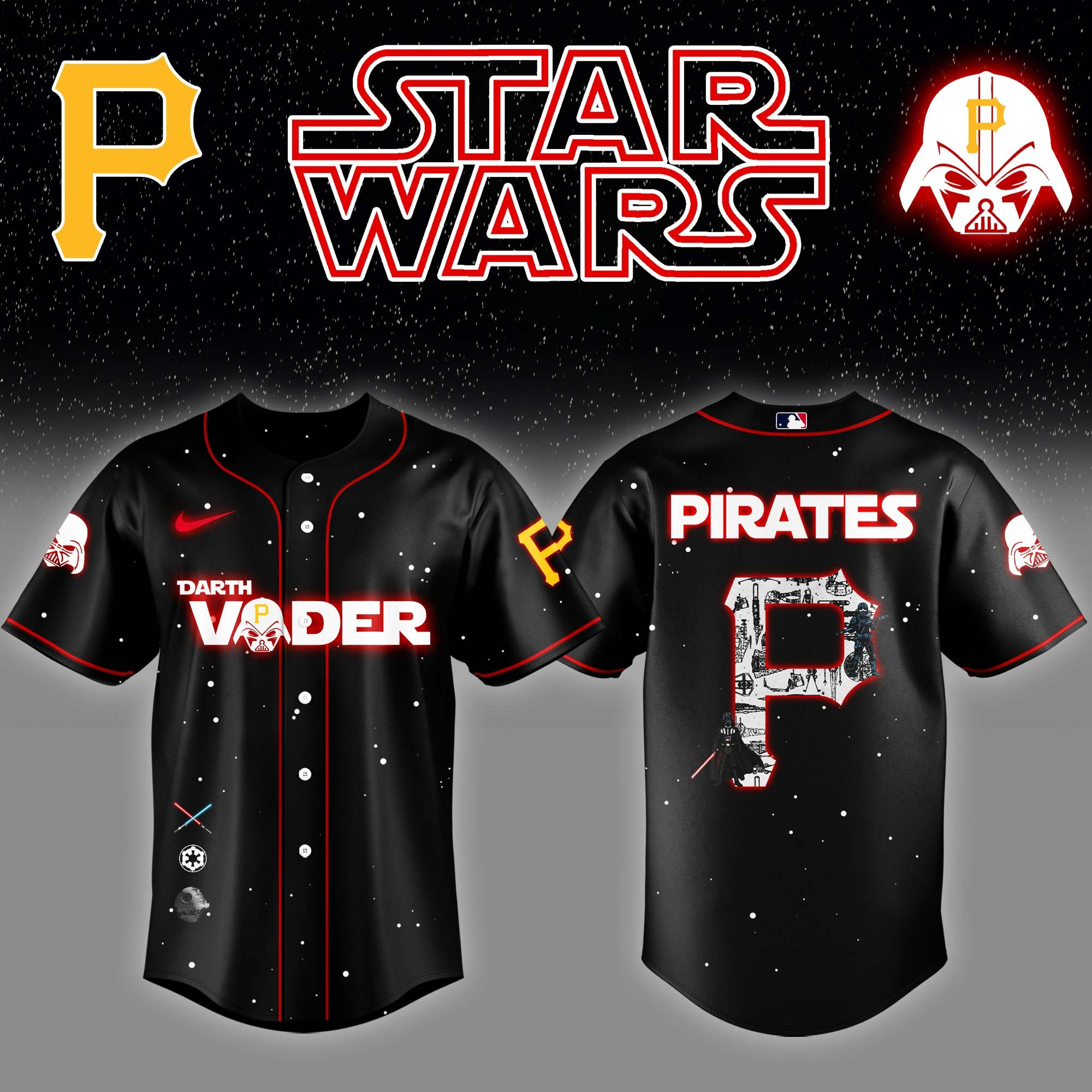 Pittsburgh Pirates x Star Wars Darth Vader Night Baseball Jersey Gift Ideas For Baseball Fans