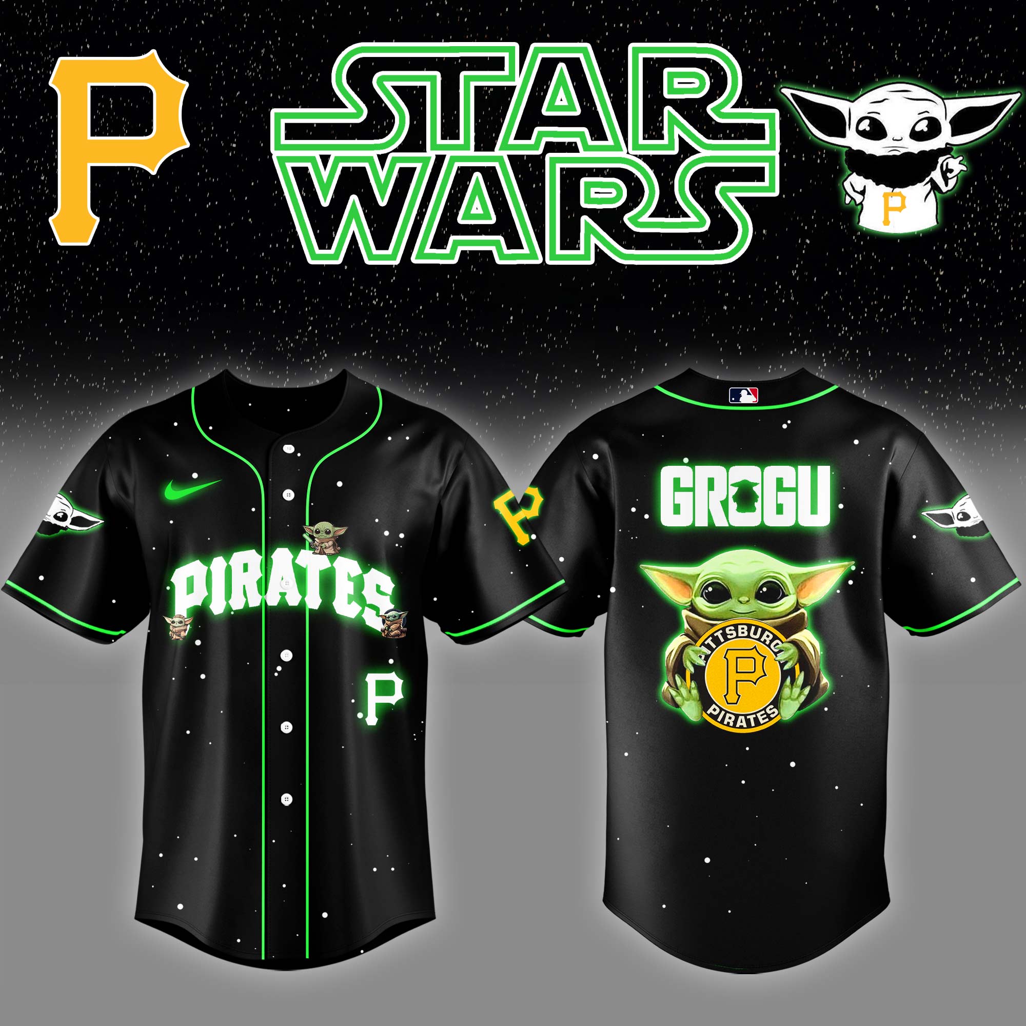 Pittsburgh Pirates x Stars Wars Grogu Night Baseball Jersey Baseball Gifts