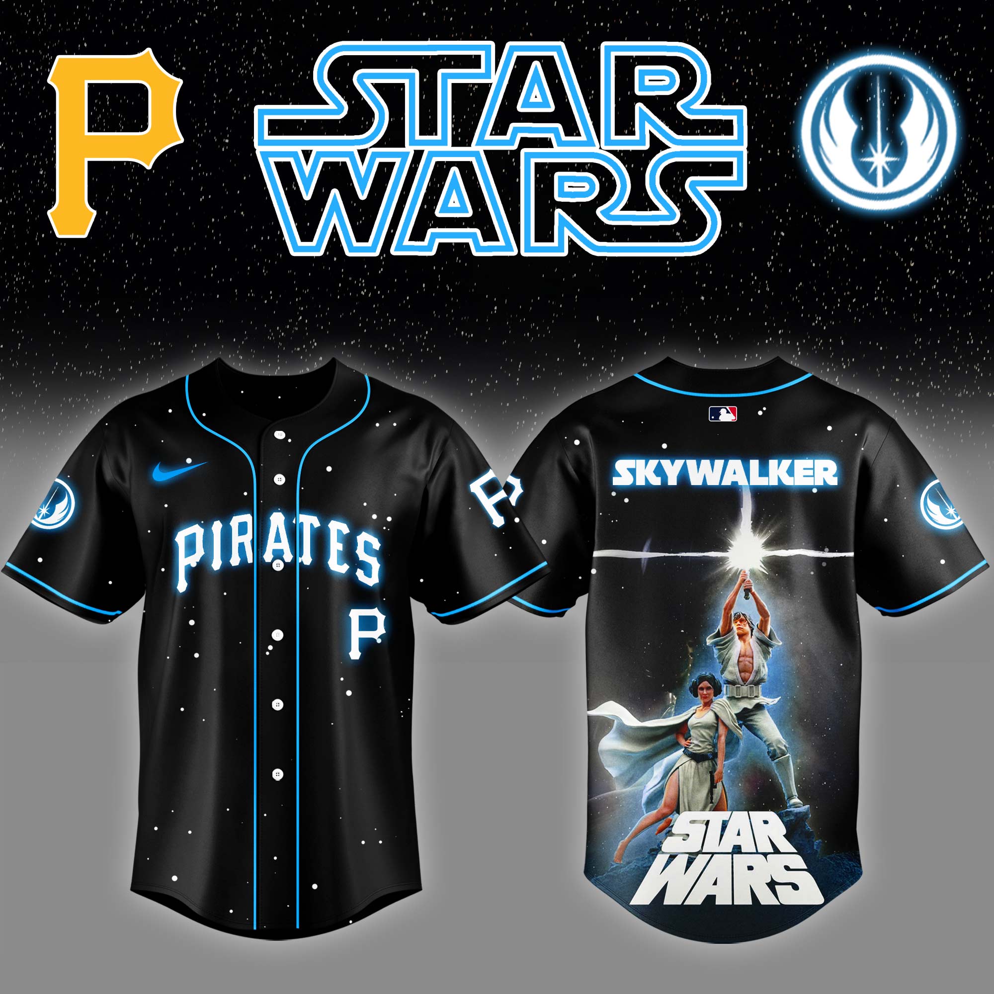 Pittsburgh Pirates x Stars Wars Luke Skywalker Game Night Baseball Jersey Unique Baseball Gifts