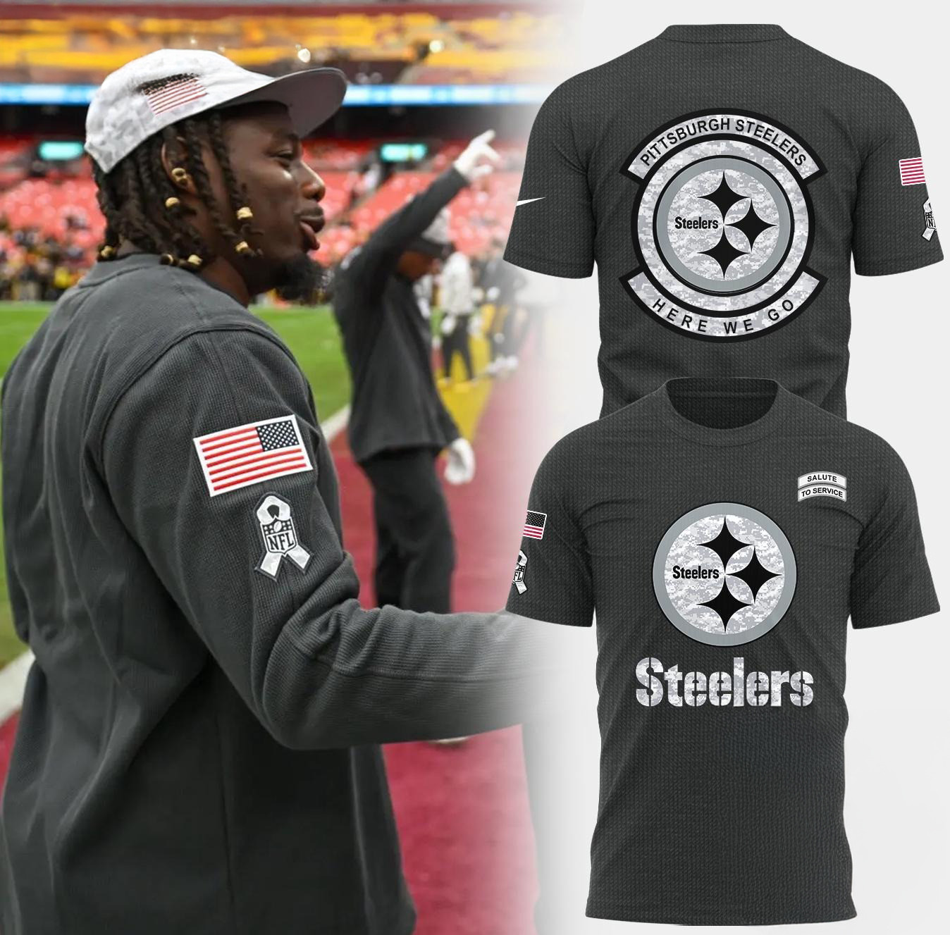 Pittsburgh Steelers Salute To Service Here We Go Shirt Best Gifts For Football Fans