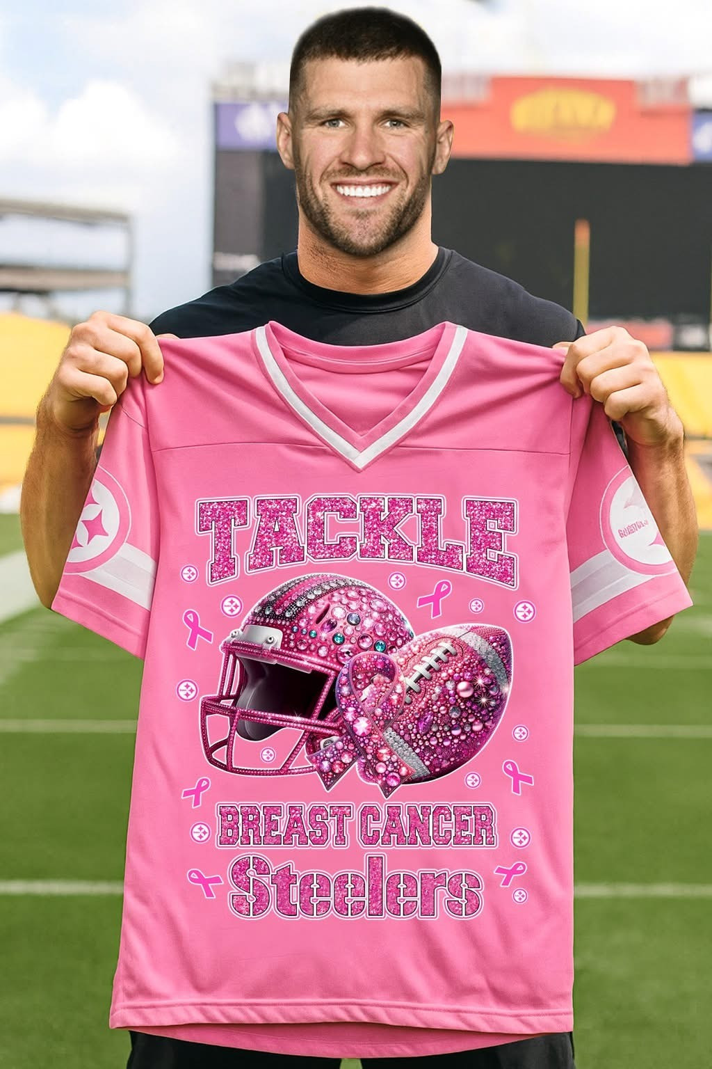 Pittsburgh Steelers Tackle Breast Cancer Awareness Jersey Pink Ribbon Football Lover Gifts