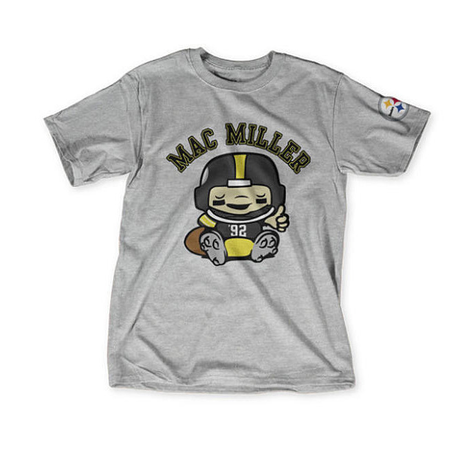Pittsburgh Steelers x Mac Cartoon Graphic T-Shirt Football Clothes Mac Miller Fans Gift Idea