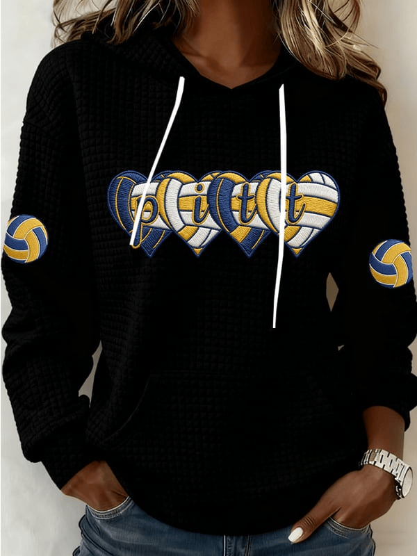 Pittsburgh Women's Volleyball Hoodie Pitt Volleyball Team Game Day Apparel Black