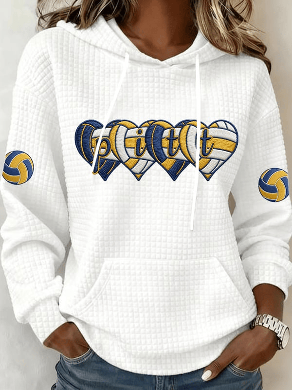 Pittsburgh Women's Volleyball Hoodie Pitt Volleyball Team Game Day Apparel White