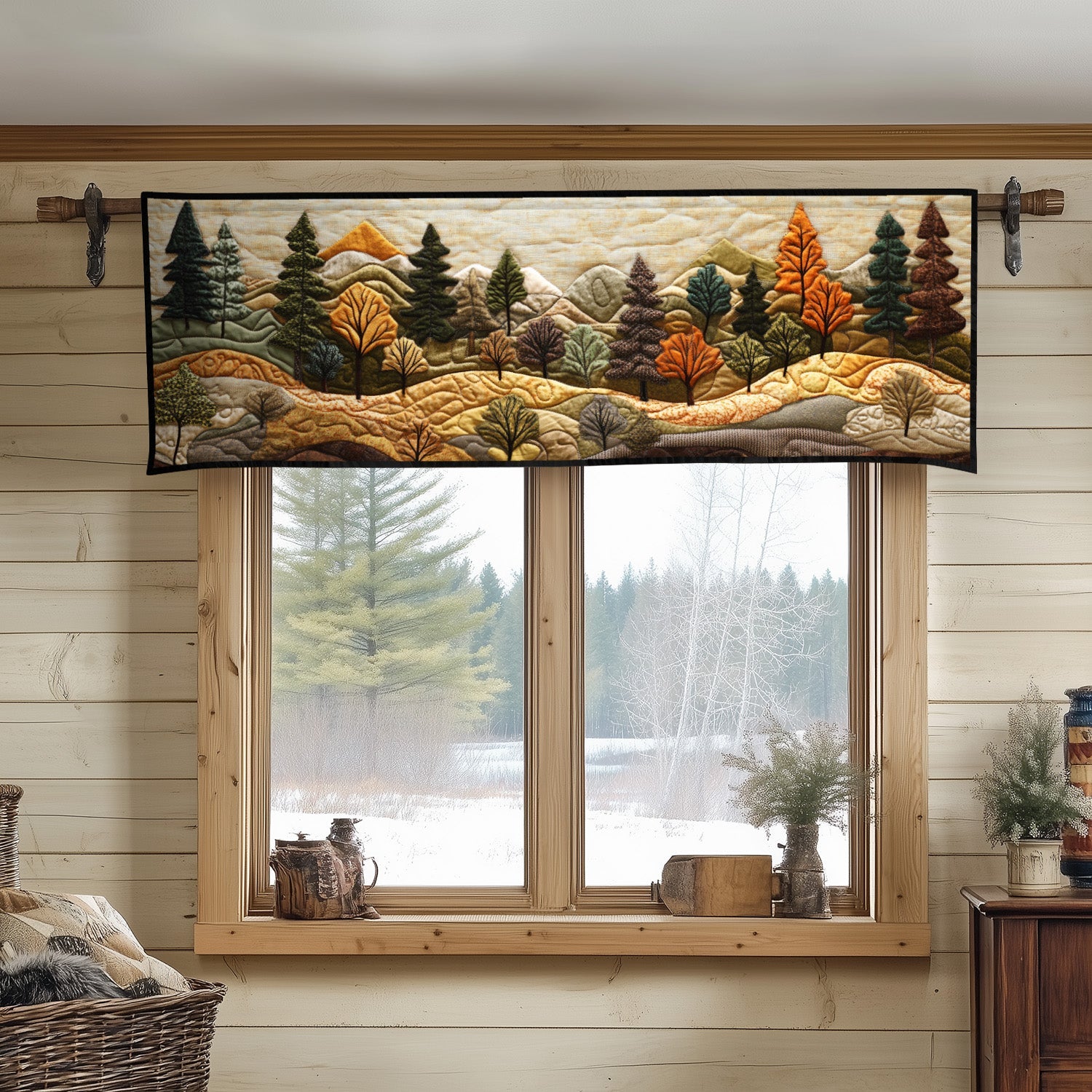 Pixel Woods Quilted Valance Nature Style Window Valance Forest Themed Gifts for Mom