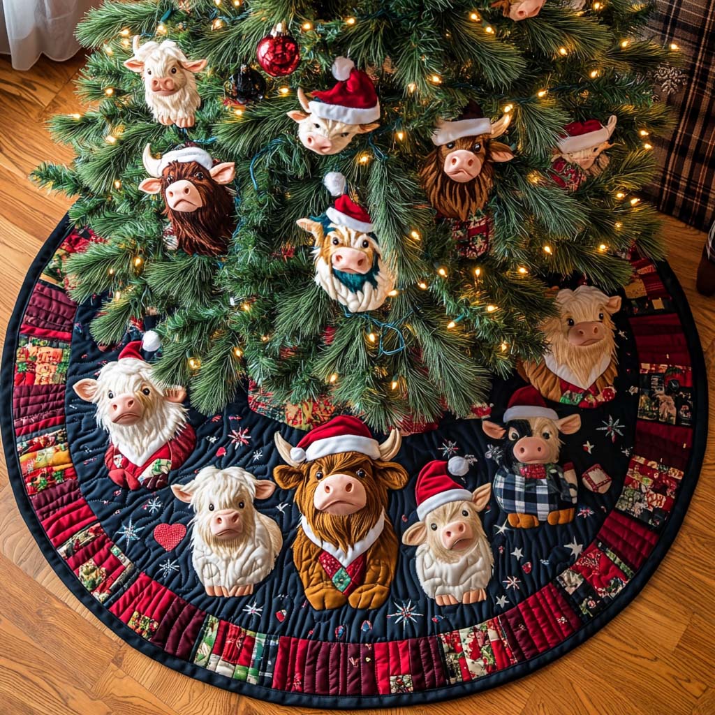 Plaid Christmas Delight Christmas Quilted Tree Skirt Custom Christmas Tree Skirt Merch for Your Family