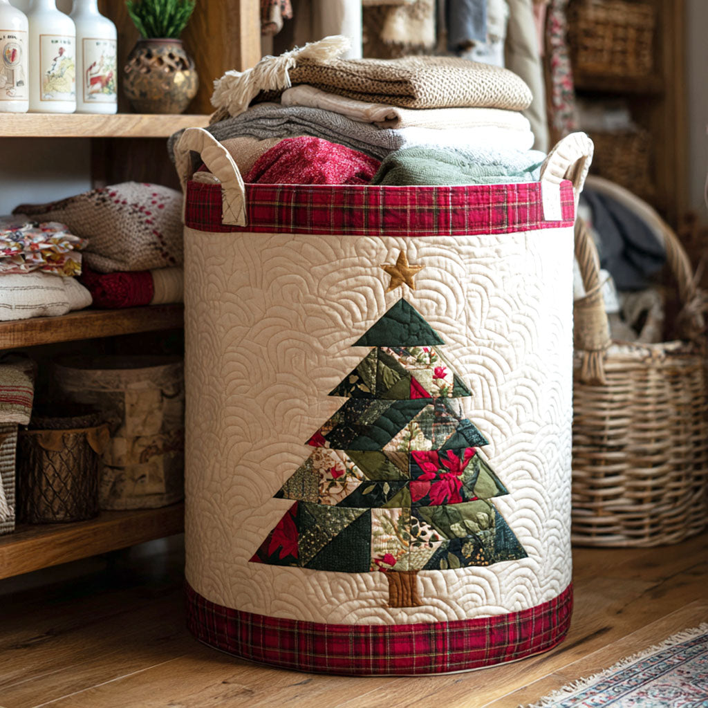 Plaid Patch Tree Quilted Laundry Basket Must-Have Laundry Essential