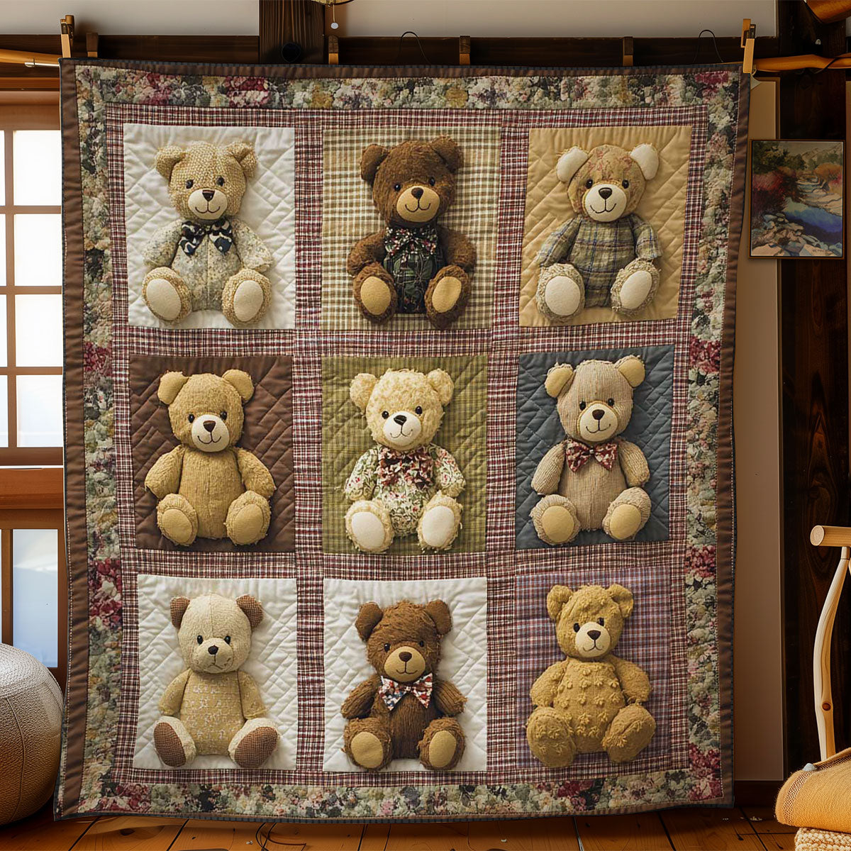 Plaid Teddy Bear Quilted Blanket Christmas Throw Blanket Meaningful Christmas Gifts For Wife