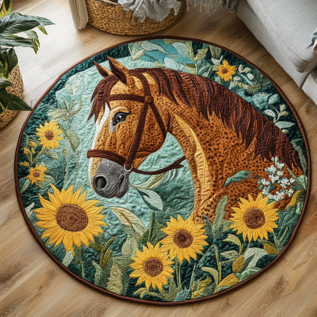 Plains Spirit Quilted Round Mat Home Entrance Decor Ideas Horsey Gifts For Friends