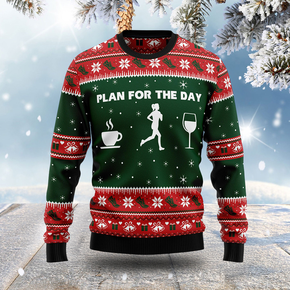 Plan For The Day Ugly Christmas Sweater Holiday Clothing Xmas Gifts For Her