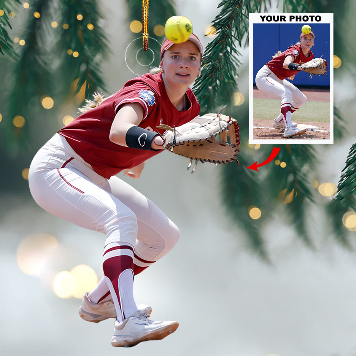 Play Ball Personalized Photo Mica Ornament Christmas Gift For Baseball Players Basebal