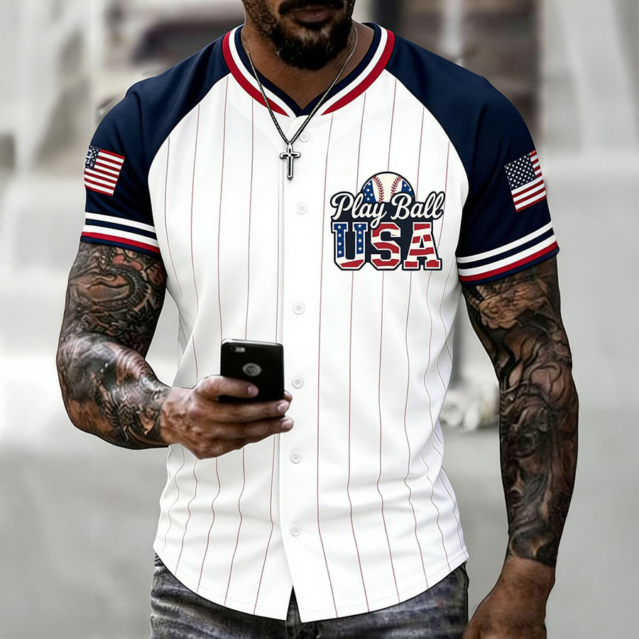 Play Ball USA 2026 World Baseball Classic Jersey American Flag USA Baseball Shirt Fan Gear