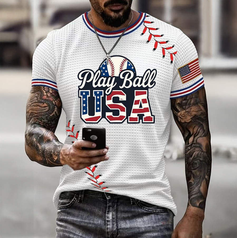 Play Ball USA American Flag T-Shirt 2026 World Baseball Classic Clothes Gift For Husband