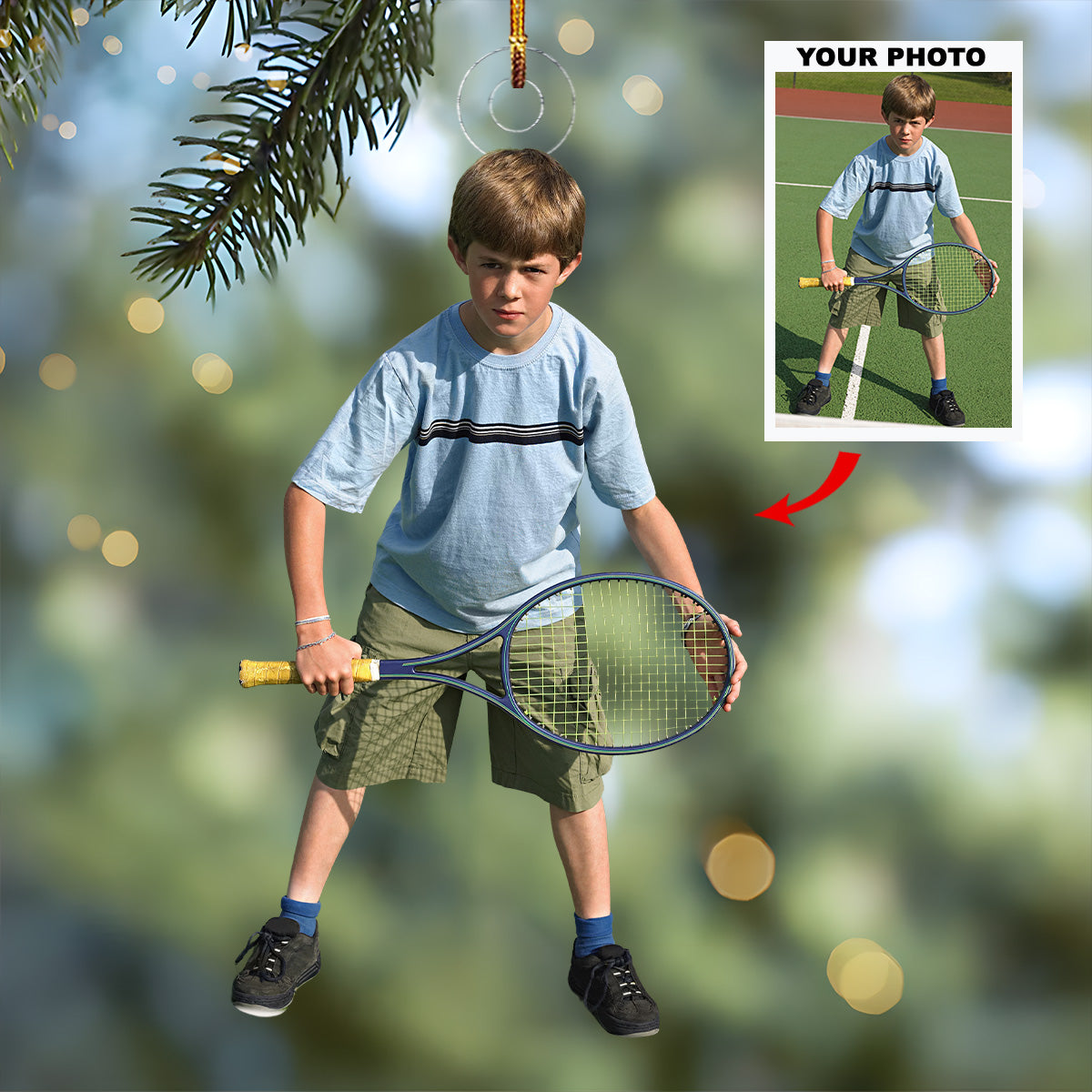 Play Like A Champion Today Personalized Photo Mica Ornament Christmas Gift For Tennis