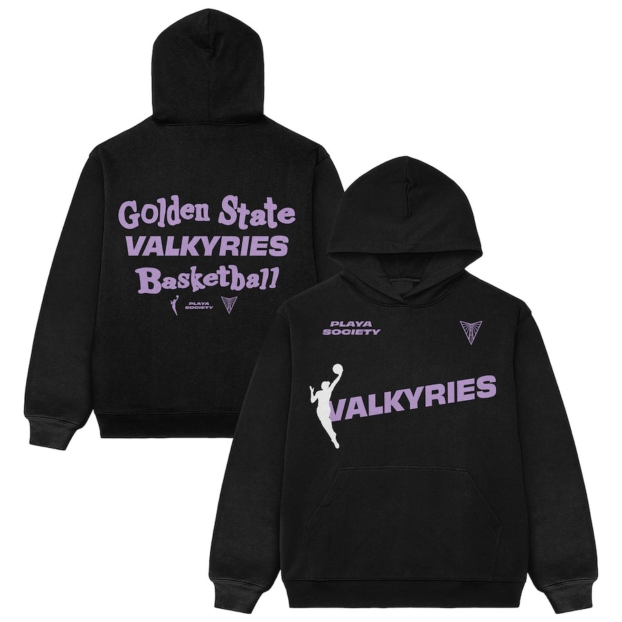Playa Society Black Golden State Valkyries Team Pullover Hoodie Golden State Valkyries Merch Gift Ideas For Basketball Players