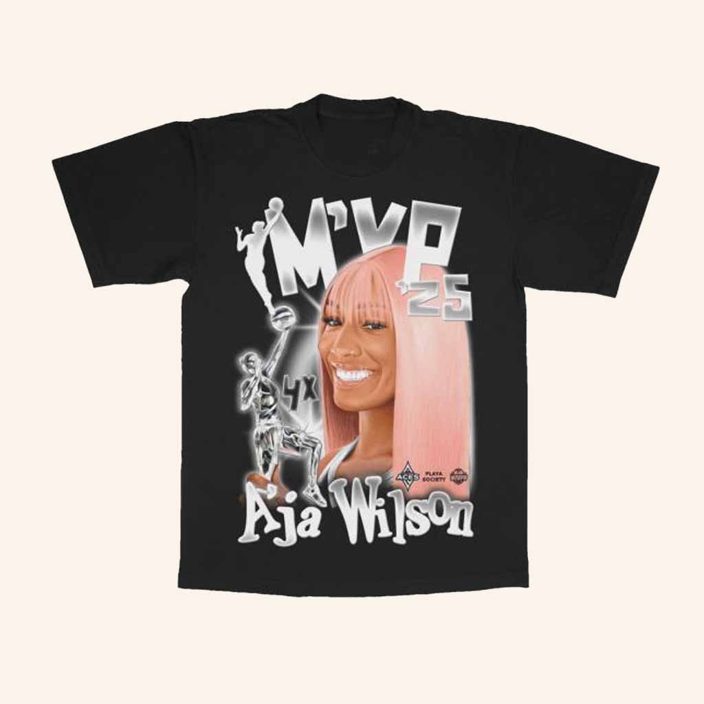 Playa Society Merch WNBA MVP 2025 A'ja Wilson T-Shirt Best Gift For Basketball Lovers Playa Society Merch WNBA MVP 2025 A'ja Wilson T-Shirt Best Gift For Basketball Lovers