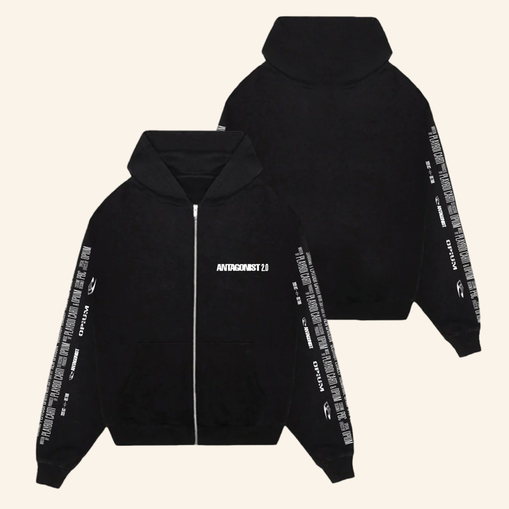 Playboi Carti Merch Antagonist 2 0 Tour Zip Up Hoodie Best Gifts For Rapper Fans