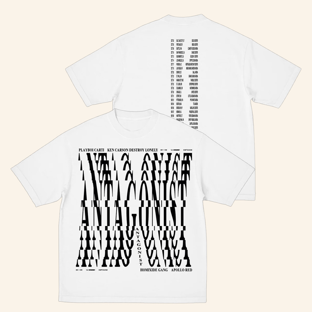 Playboi Carti Merch Antagonist Tour 2 0 White Tour T-Shirt Gifts For Rap Lovers