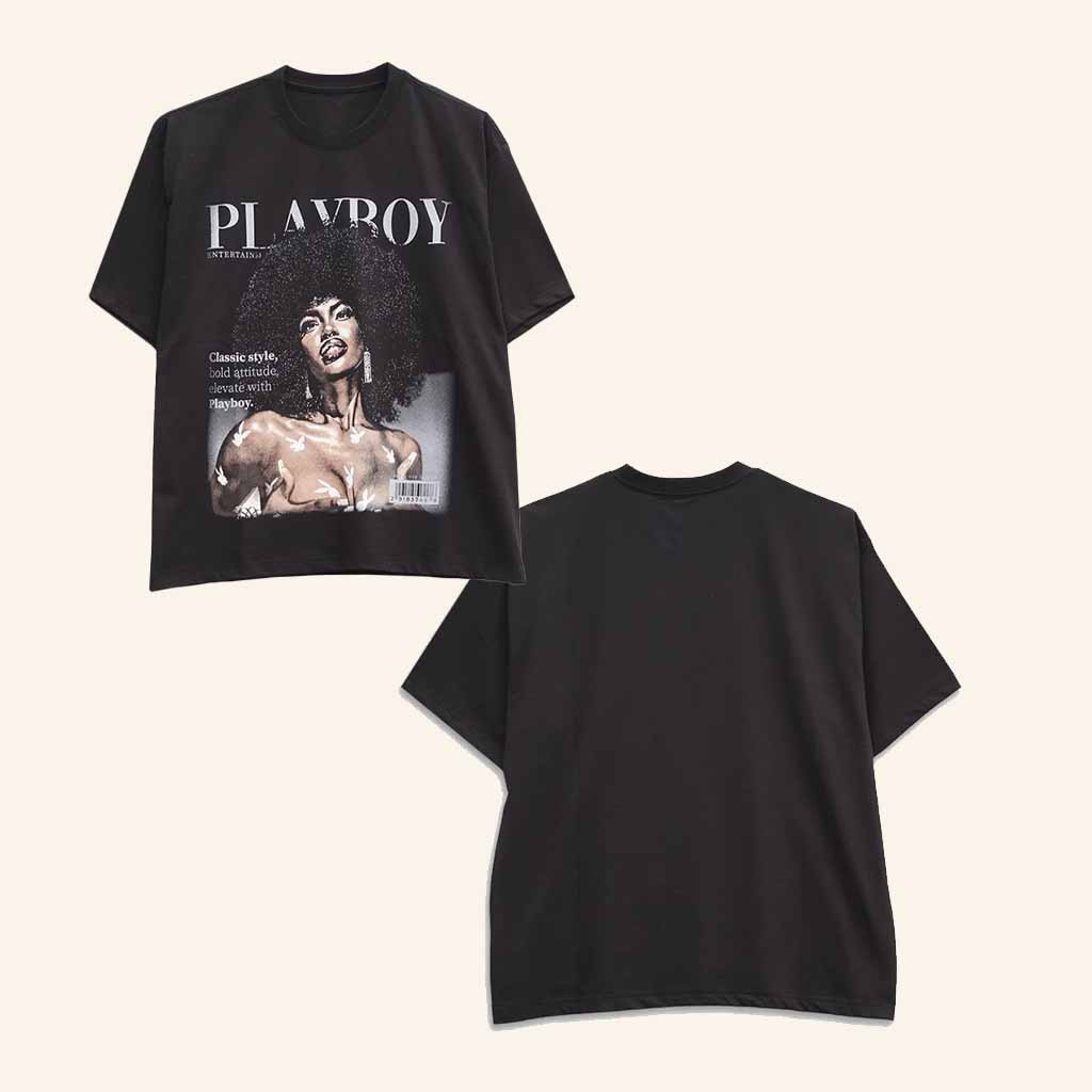 Playboy Merch Afro Women Black T-Shirt Best Gifts For Girlfriend Playboy Merch Afro Women Black T-Shirt Best Gifts For Girlfriend