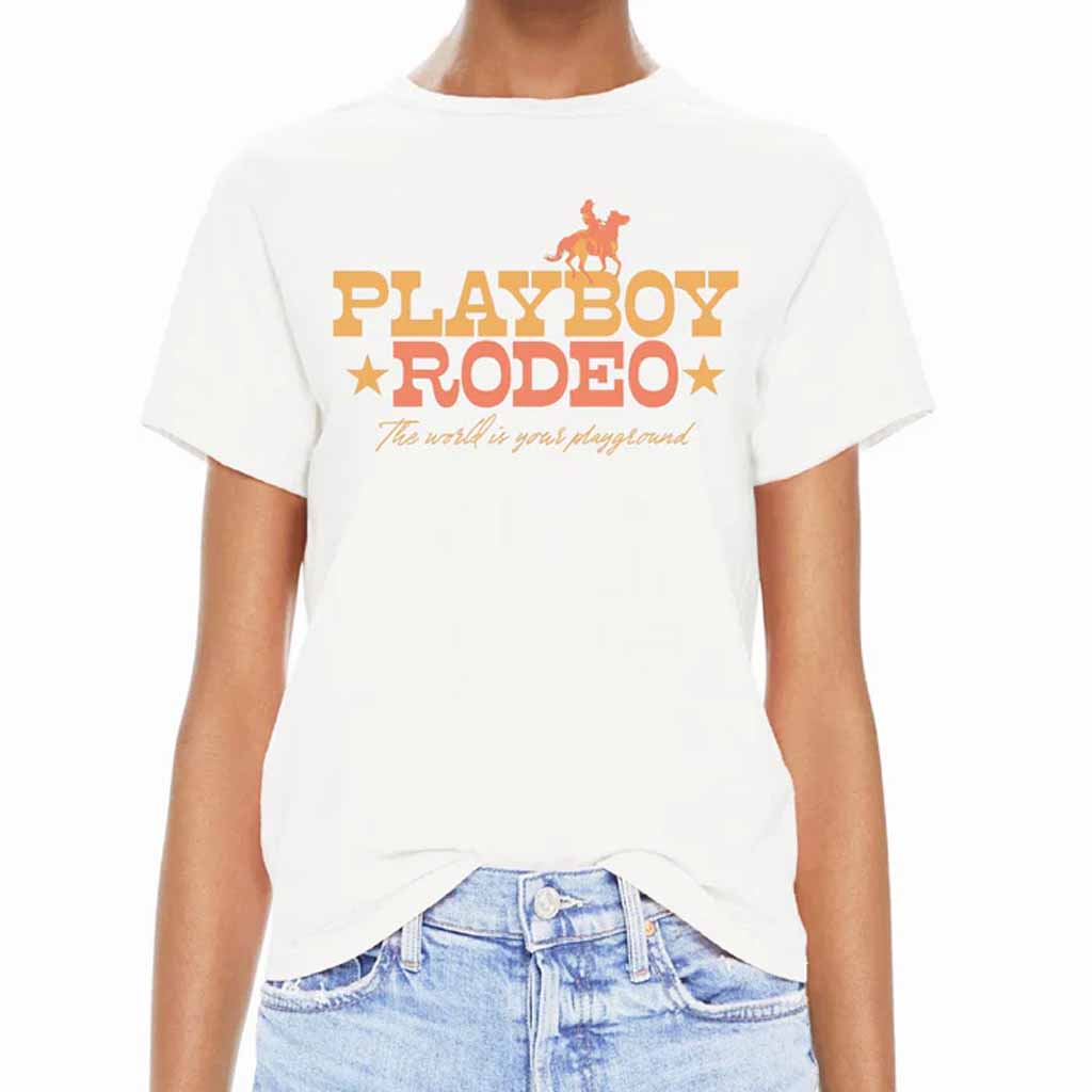 Playboy Merch Playboy Rodeo T-Shirt The World Is Your Playground Shirt Gifts For Her Playboy Merch Playboy Rodeo T-Shirt The World Is Your Playground Shirt Gifts For Her