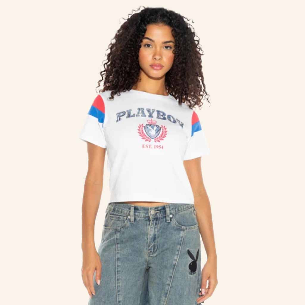 Playboy Merch Varsity Graphic T-Shirt Christmas Gift Ideas For Wife Playboy Merch Varsity Graphic T-Shirt Christmas Gift Ideas For Wife