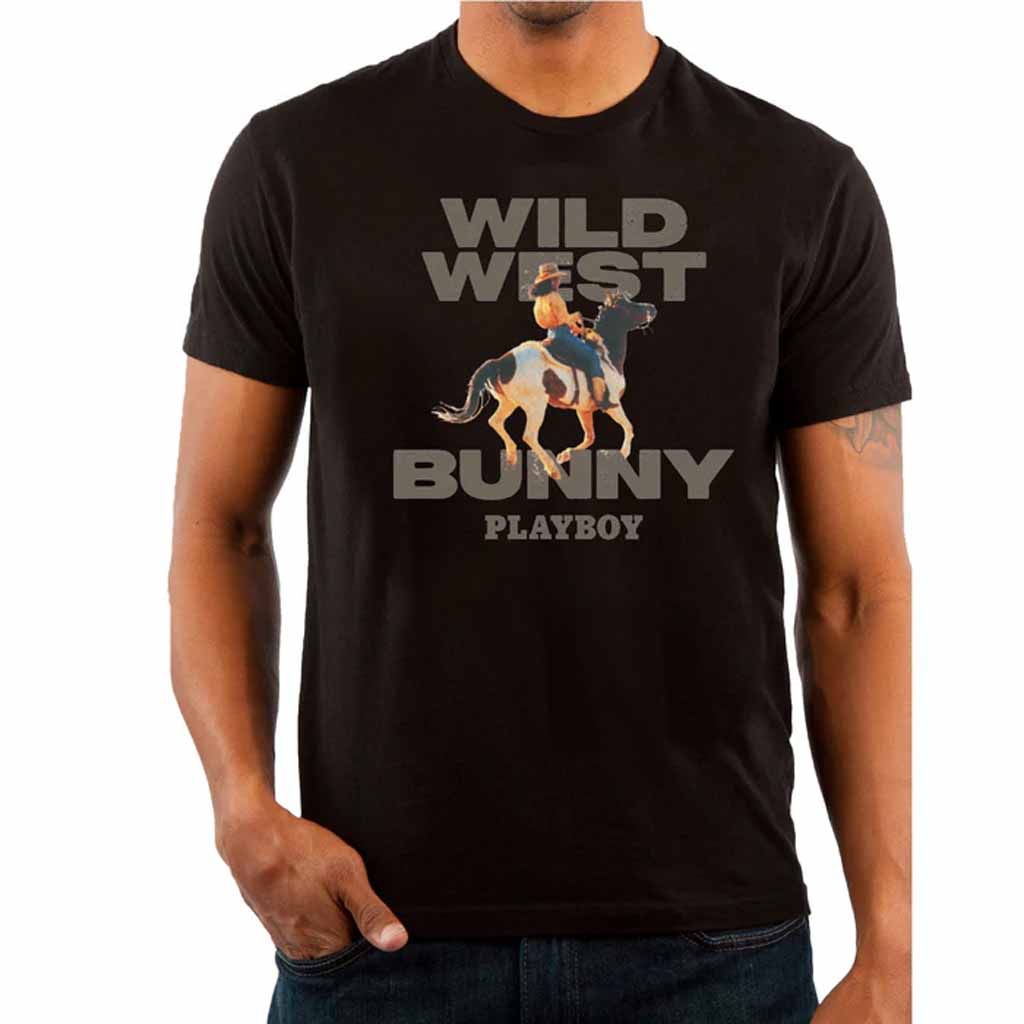 Playboy Merch Wild West Bunny Black T-Shirt Christmas Present Ideas For Dad Playboy Merch Wild West Bunny Black T-Shirt Christmas Present Ideas For Dad