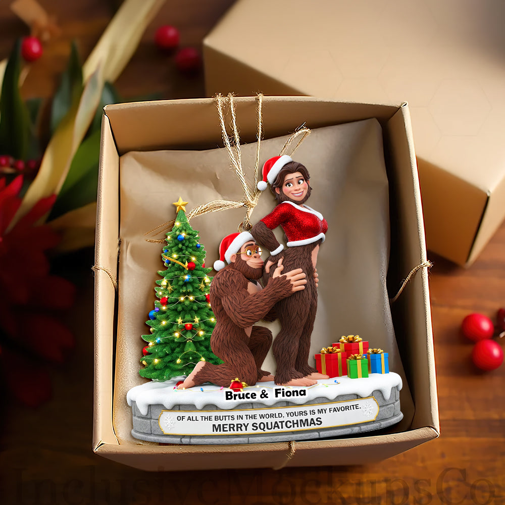Playful Bigfoot Couple Ornament - Personalized Christmas Gift For Couples - Festive Holiday Keepsake Gift