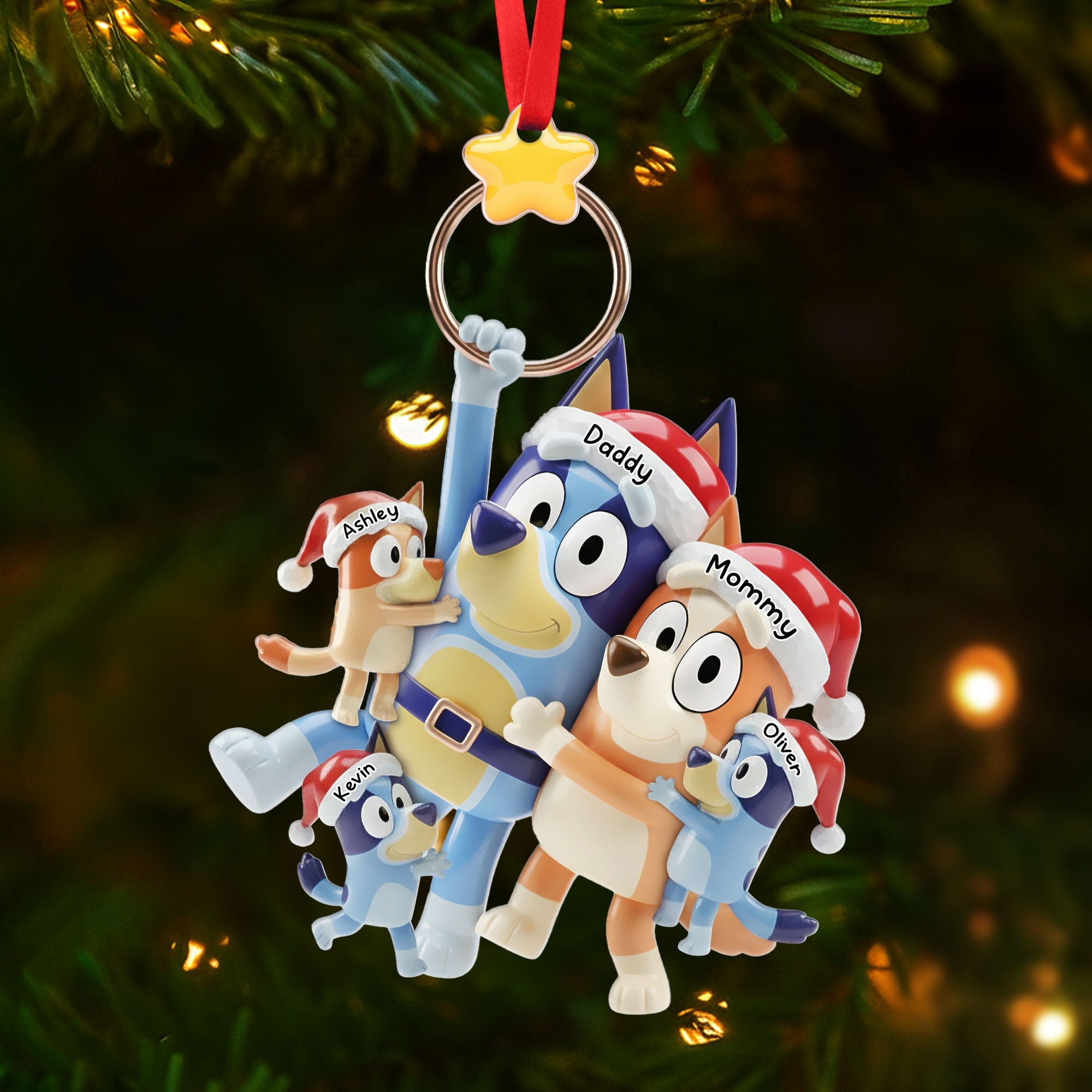Playful Cartoon Family Tree Ornament, Personalized Gifts For Family - Funny Christmas Ornament Gift