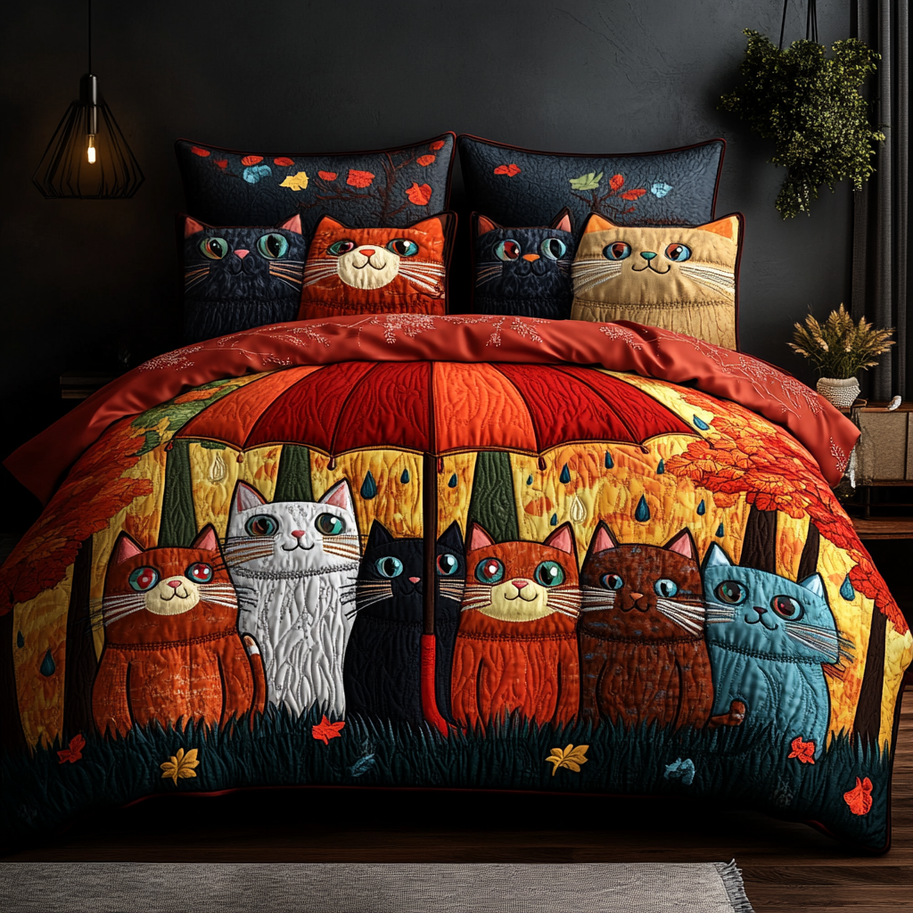 Playful Cat Quilted Bedding Set Bed Decor Ideas Cat Christmas Gifts For Her