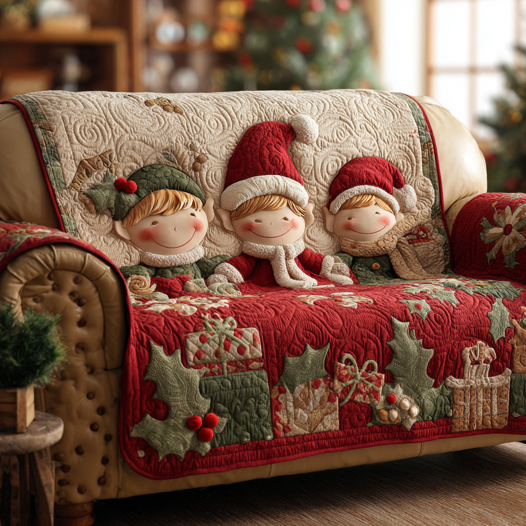 Playful Christmas Elf Quilted Sofa Cover Holiday Couch Covers Christmas Ideas For Girlfriend