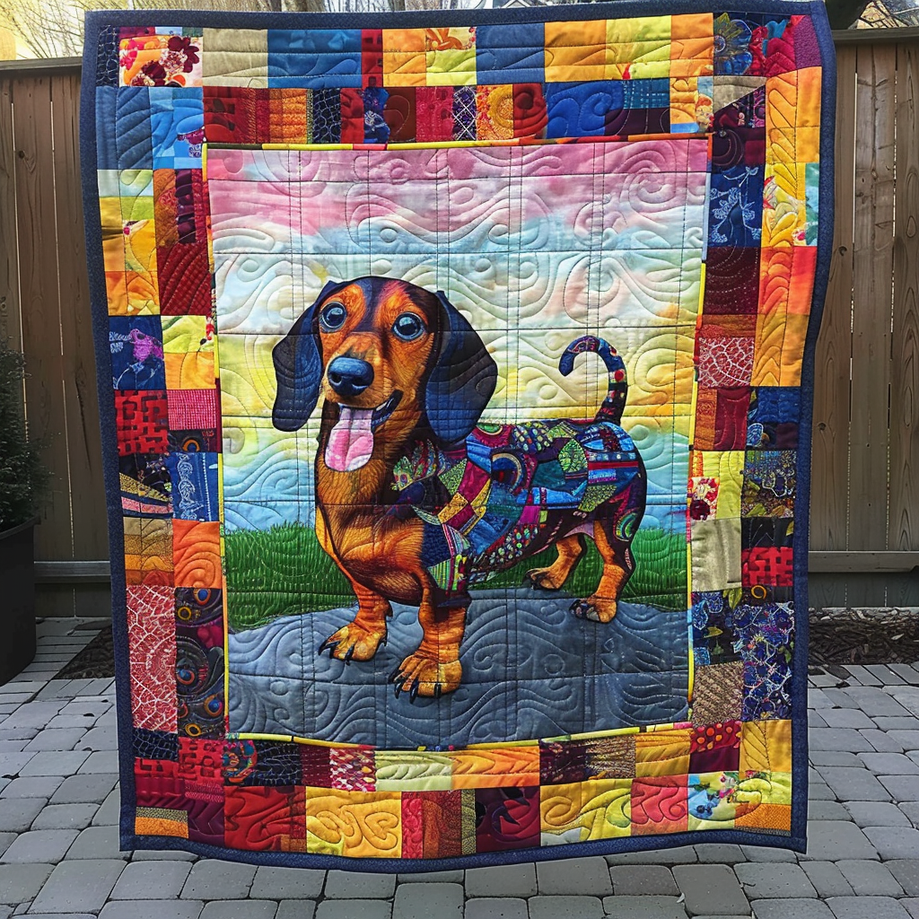 Playful Dachshund Quilted Blanket Christmas Gifts For Friends