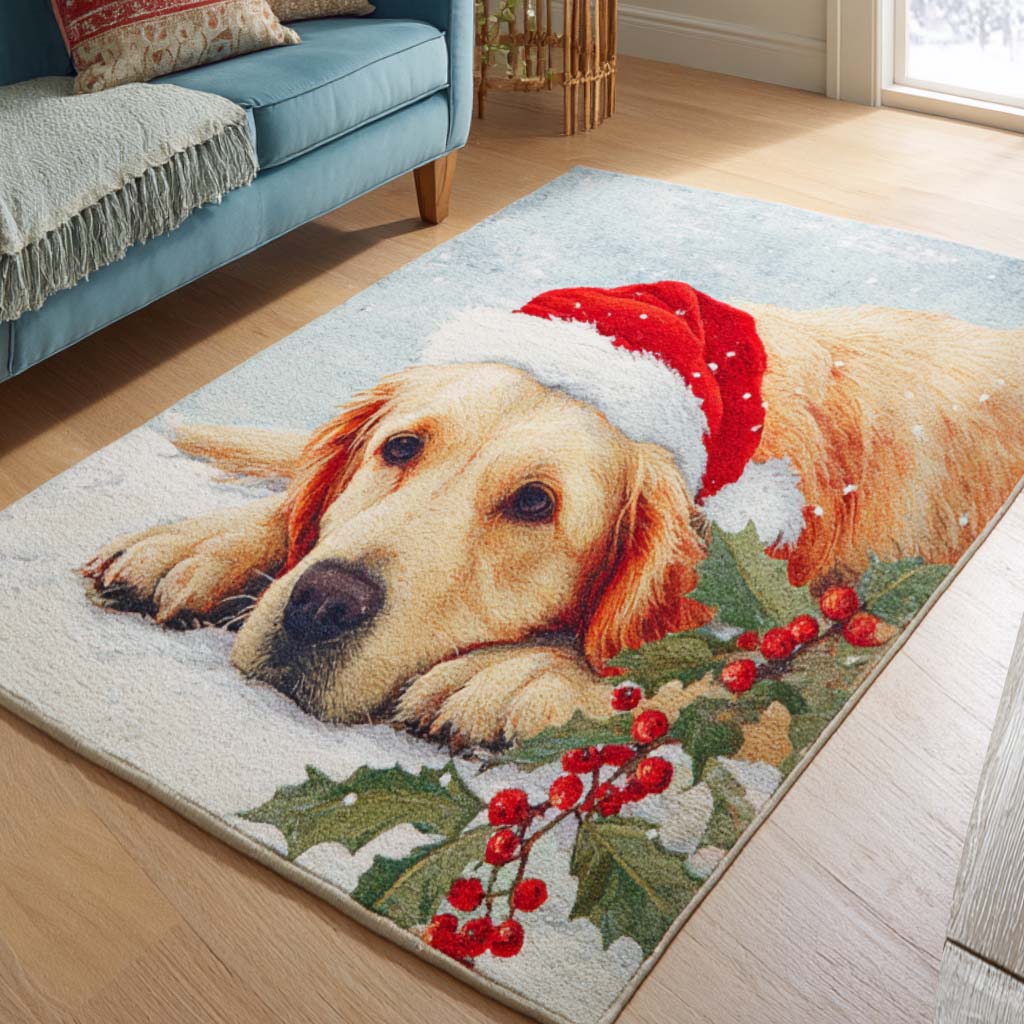 Playful Golden Area Rug Dining Room Table Decorated For Christmas Unique Gifts For Dog Lovers