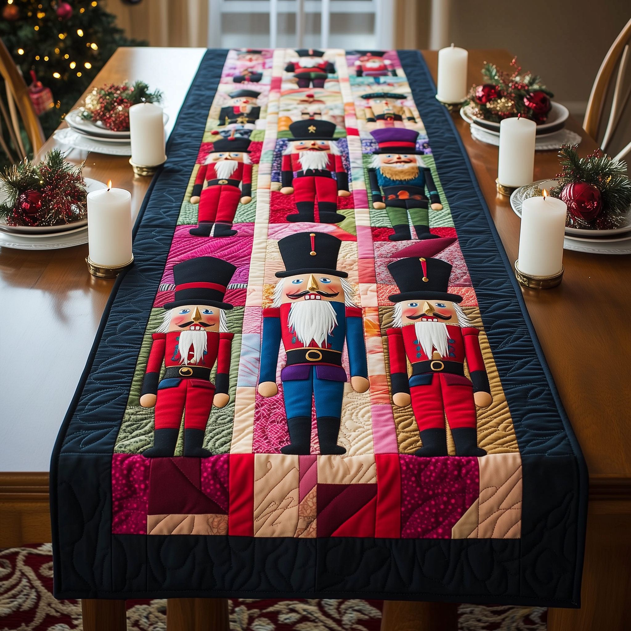 Playful Nutcracker Quilted Table Runner Decorations Holiday Dining Table Runner Best Nutcracker Gifts For Men