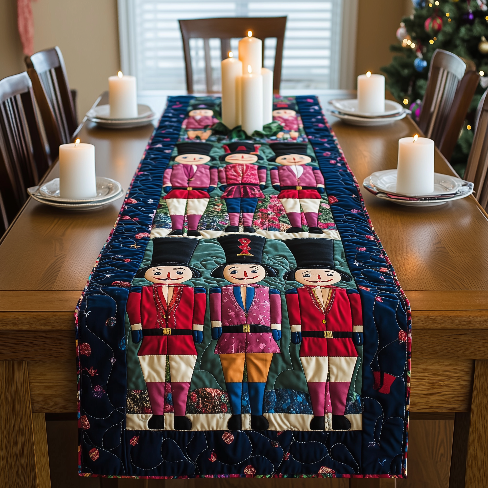 Playful Nutcracker Quilted Table Runner Decorations Holiday Dining Table Runner Nutcracker Gifts For Men