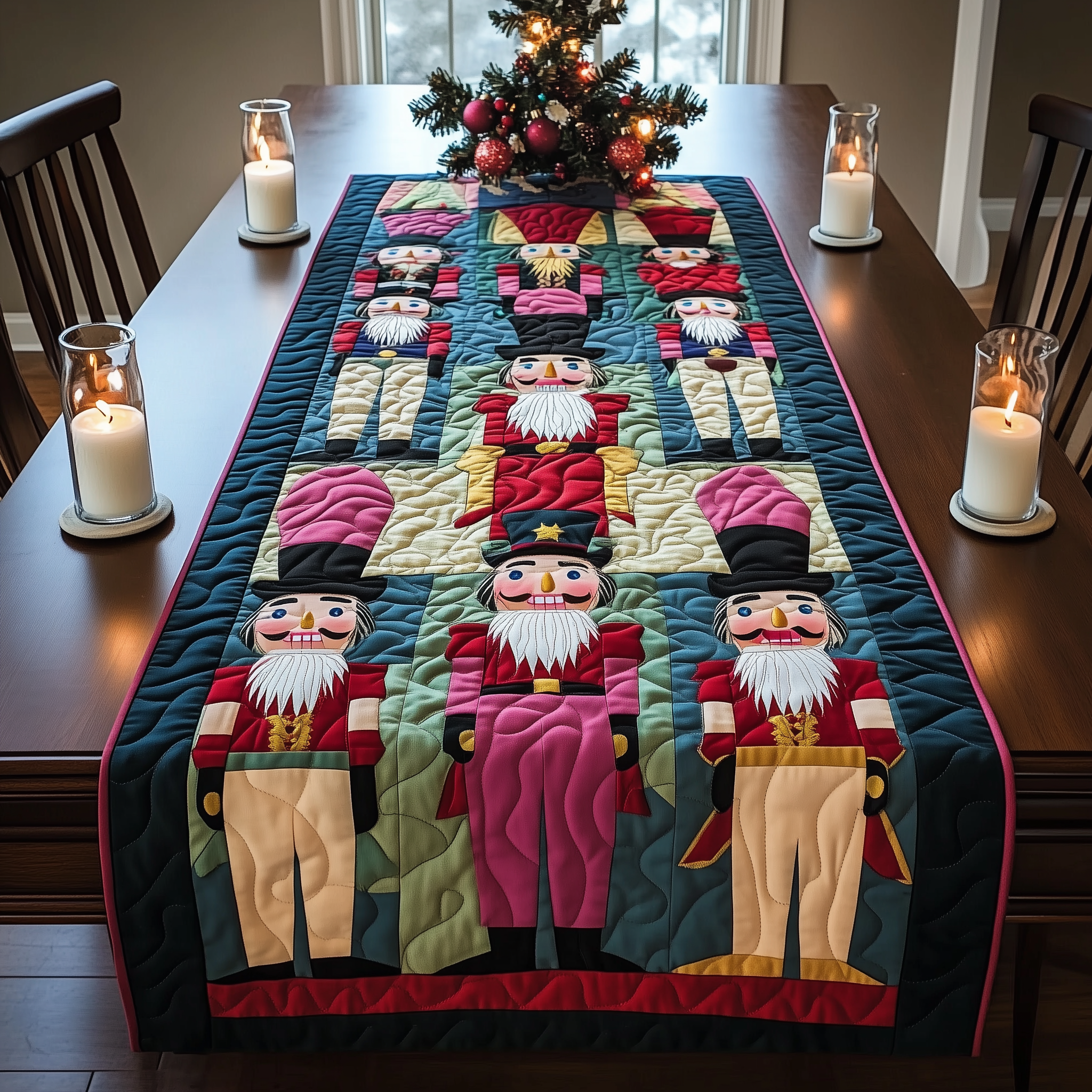Playful Nutcracker Quilted Table Runner Decorations Holiday Dining Table Runner Nutcracker Gifts For Men