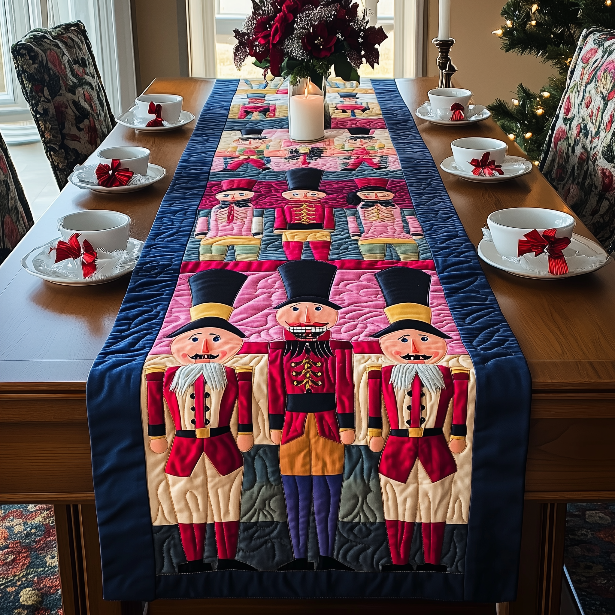 Playful Nutcracker Quilted Table Runner Holiday Dining Table Runner Best Unique Nutcracker Gifts For Him