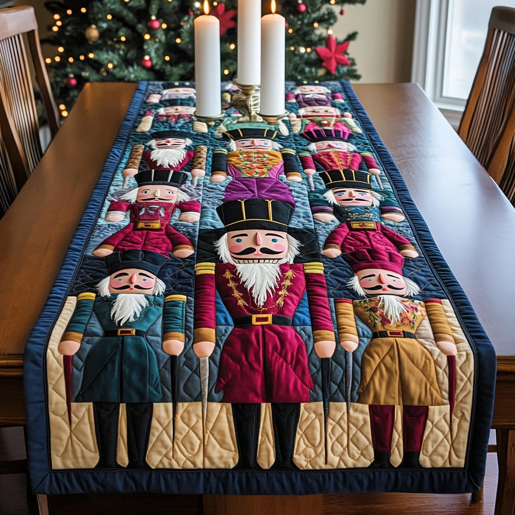 Playful Nutcracker Quilted Table Runner Holiday Dining Table Runner Best Unique Nutcracker Gifts For Him