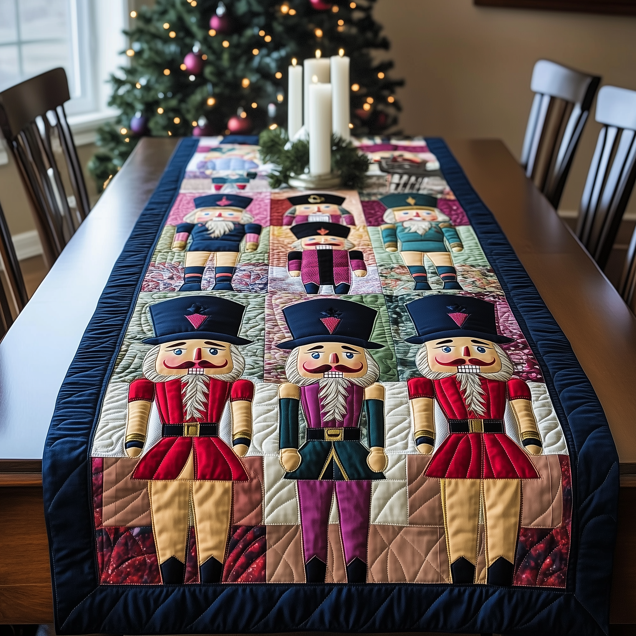 Playful Nutcracker Quilted Table Runner Holiday Dining Table Runner Best Unique Nutcracker Gifts For Him