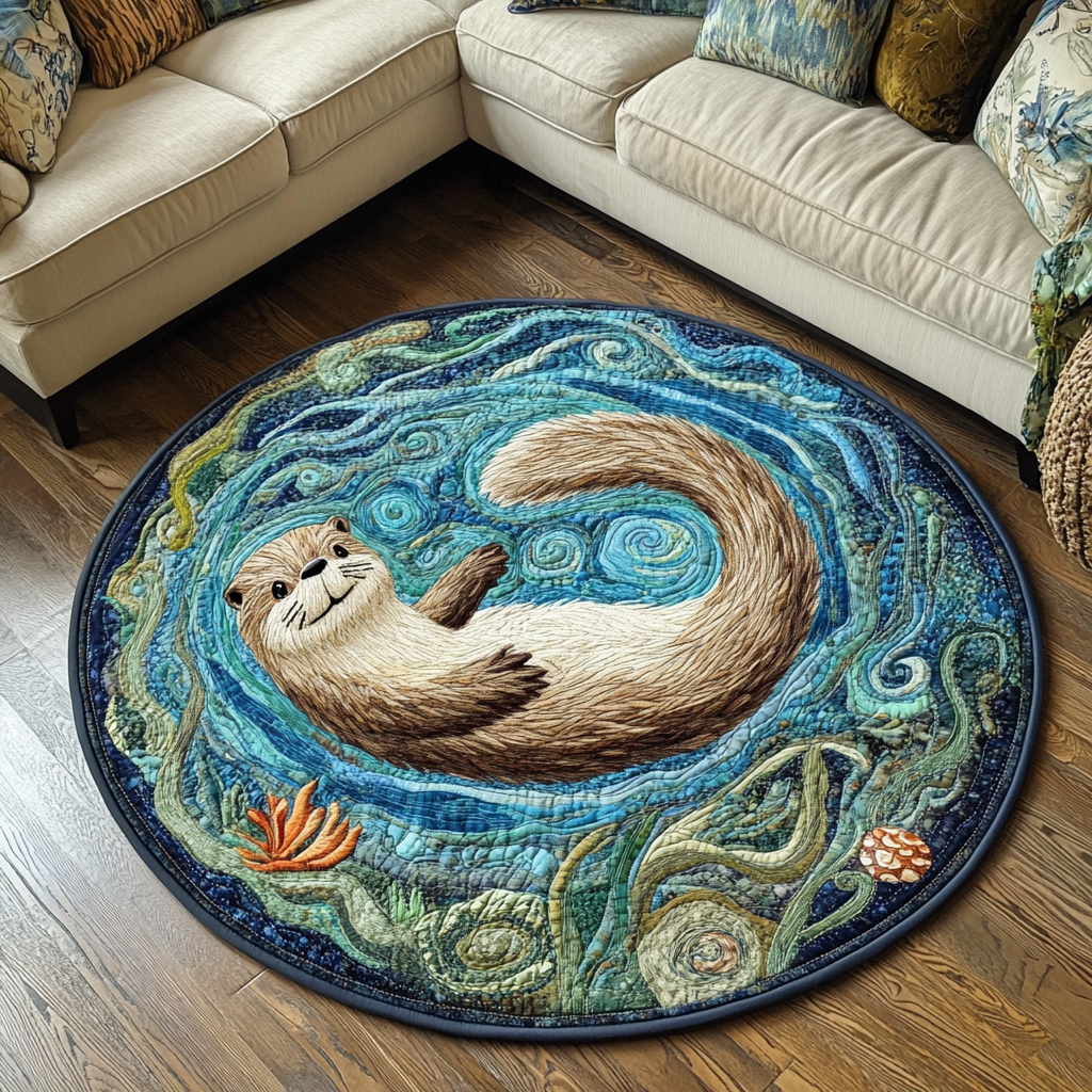 Playful Otter Quilted Round Mat Front Entryway Ideas Unique Gifts For Farmers