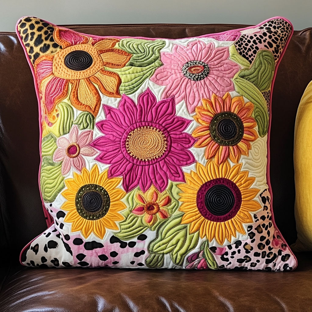 Playful Petals Quilted Pillow Case Throw Pillow Covers Sunflower Items For Gifts