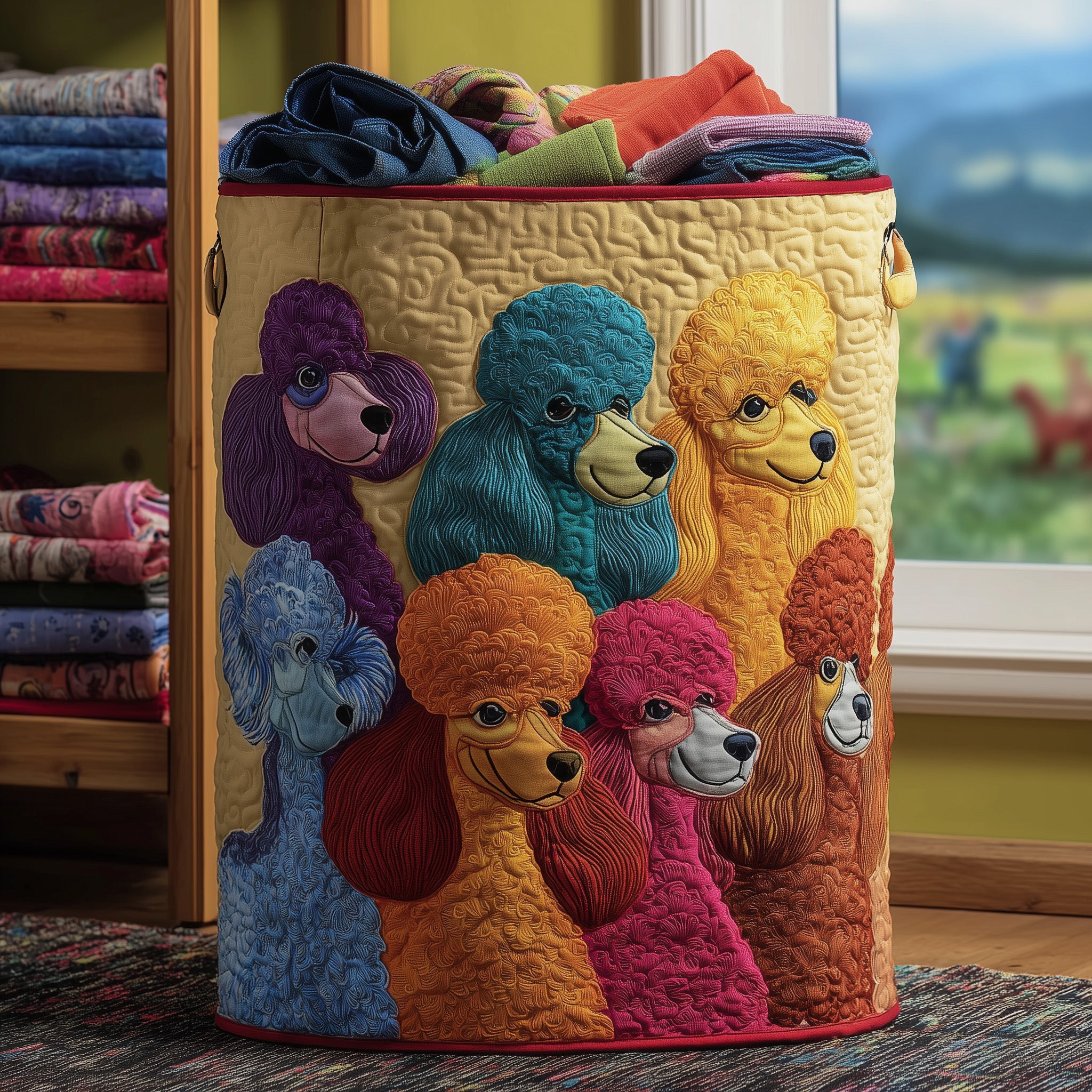 Playful Poodle Quilted Laundry Basket Appealing Gifts For Poodle Lovers