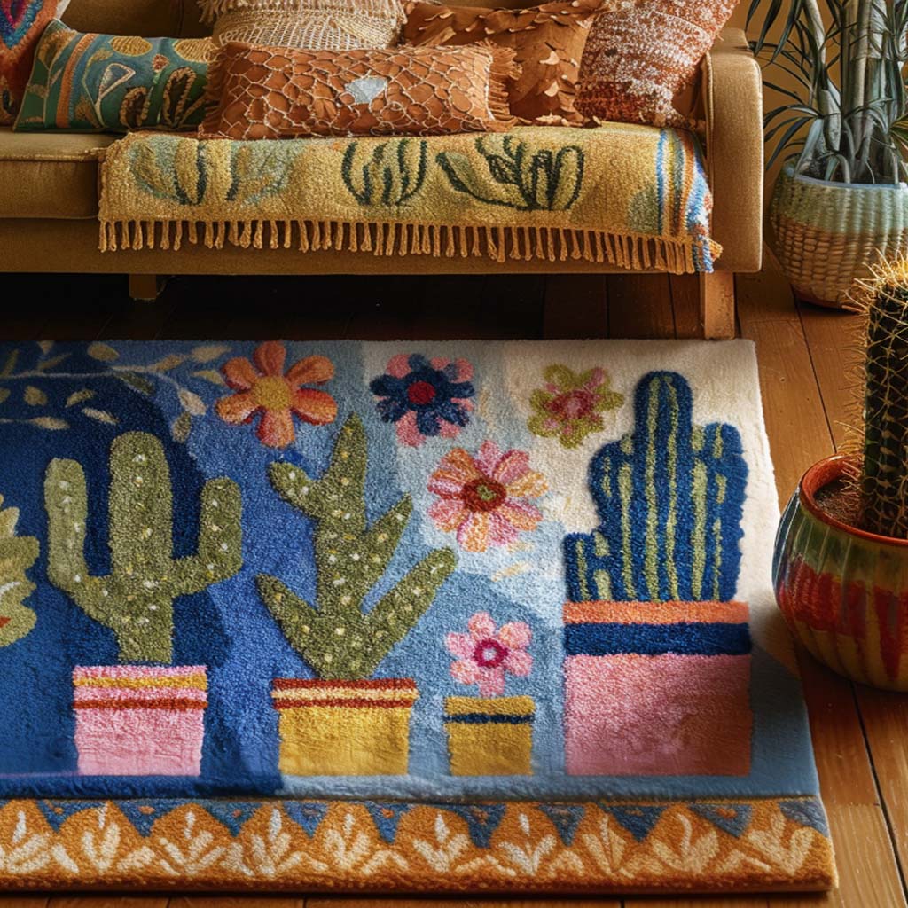Playful Pots Area Rug Front Door Idea Cactus Housewarming Gift